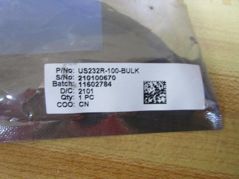 FTDI US232R-100-BULK, Cable, Assembly; USB-RS232; 9 COND; 24AWG; 1M; USB-A, DB9 Male; W/LEDs - Image 2